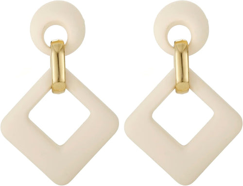 RUOFFETA Cream Acrylic Geometric Drop Earrings