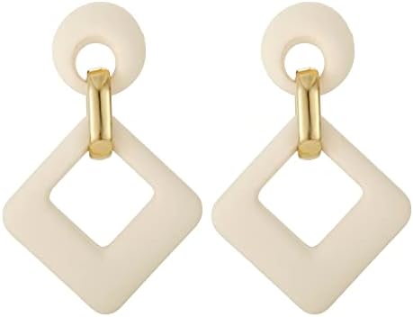 RUOFFETA Cream Acrylic Geometric Drop Earrings