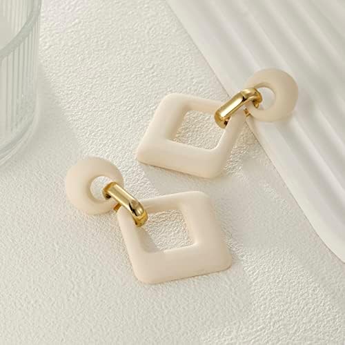 RUOFFETA Cream Acrylic Geometric Drop Earrings