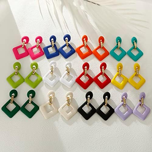 RUOFFETA Cream Acrylic Geometric Drop Earrings