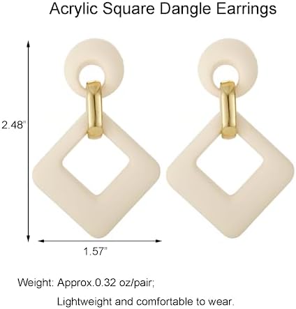 RUOFFETA Cream Acrylic Geometric Drop Earrings